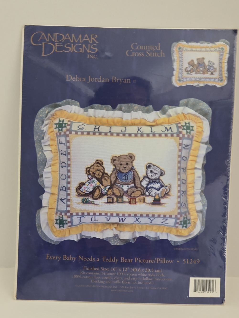 Candamar Designs Counted Cross Stitch Teddy Bear Pillow Pattern 51249